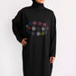 Ultra modest swimdress in black with floral motif