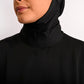 close up of neck blooming black ultra modest swimdress 