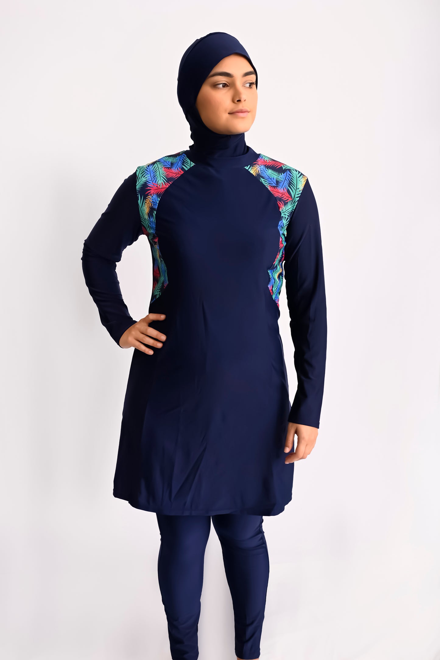 navy blue aqua mod modest swimwear